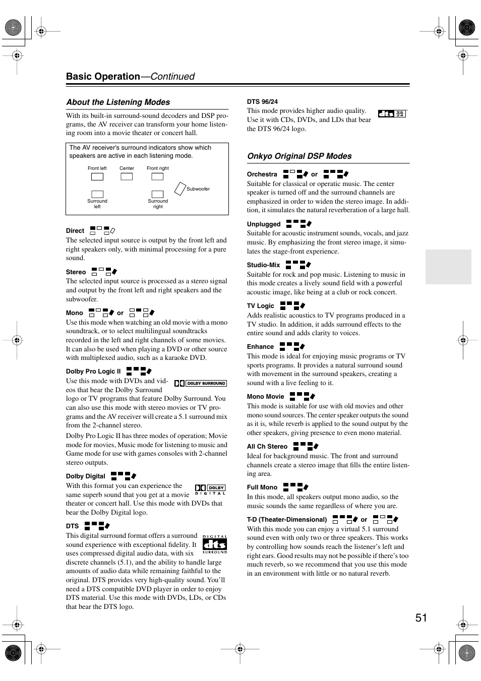 Basic operation —continued | Integra DTR-4.5 User Manual | Page 51 / 84