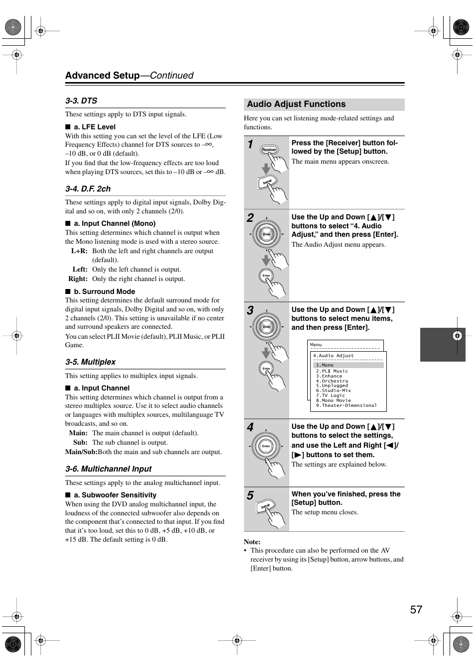 Advanced setup —continued | Integra DTR-4.5 User Manual | Page 57 / 84
