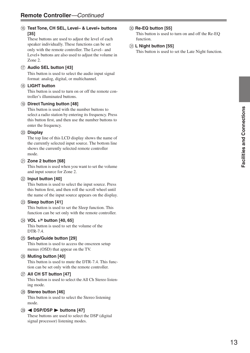 Remote controller —continued | Integra DTR-7.4 User Manual | Page 13 / 104