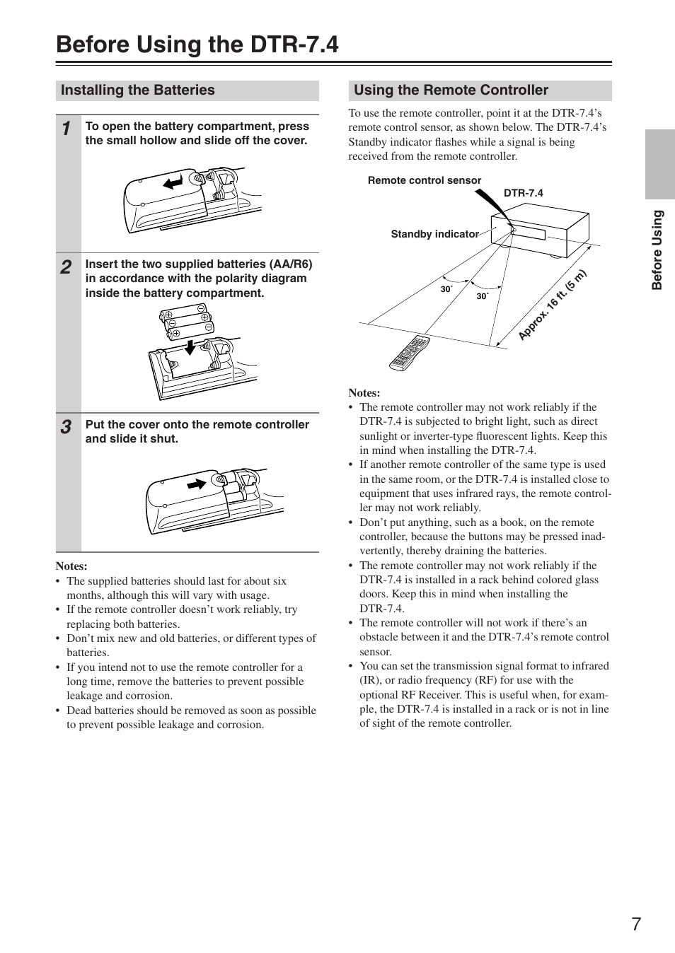 Before using the dtr-7.4 | Integra DTR-7.4 User Manual | Page 7 / 104