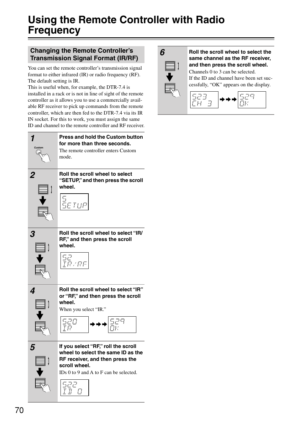 Using the remote controller with radio frequency | Integra DTR-7.4 User Manual | Page 70 / 104