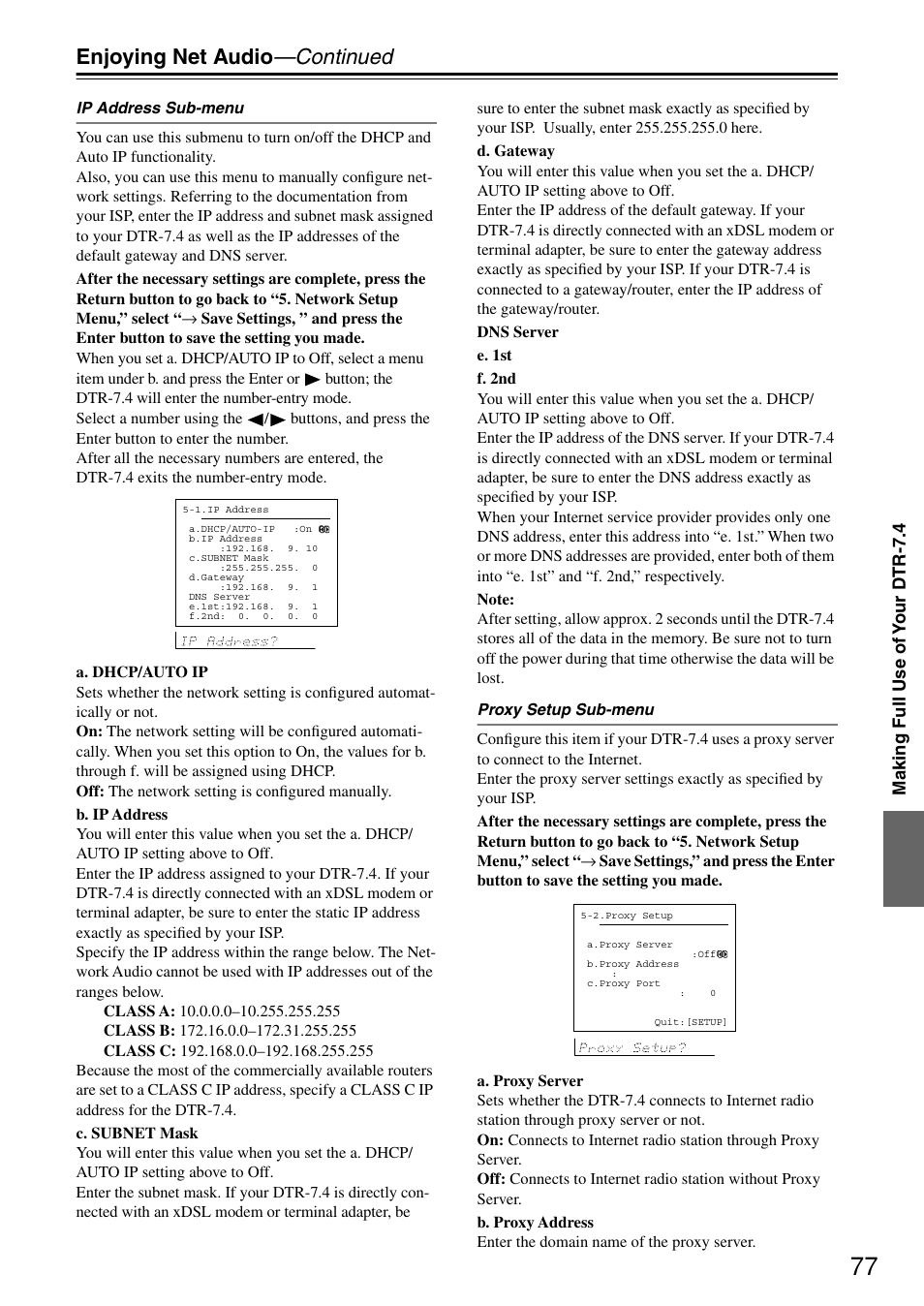 Enjoying net audio —continued | Integra DTR-7.4 User Manual | Page 77 / 104