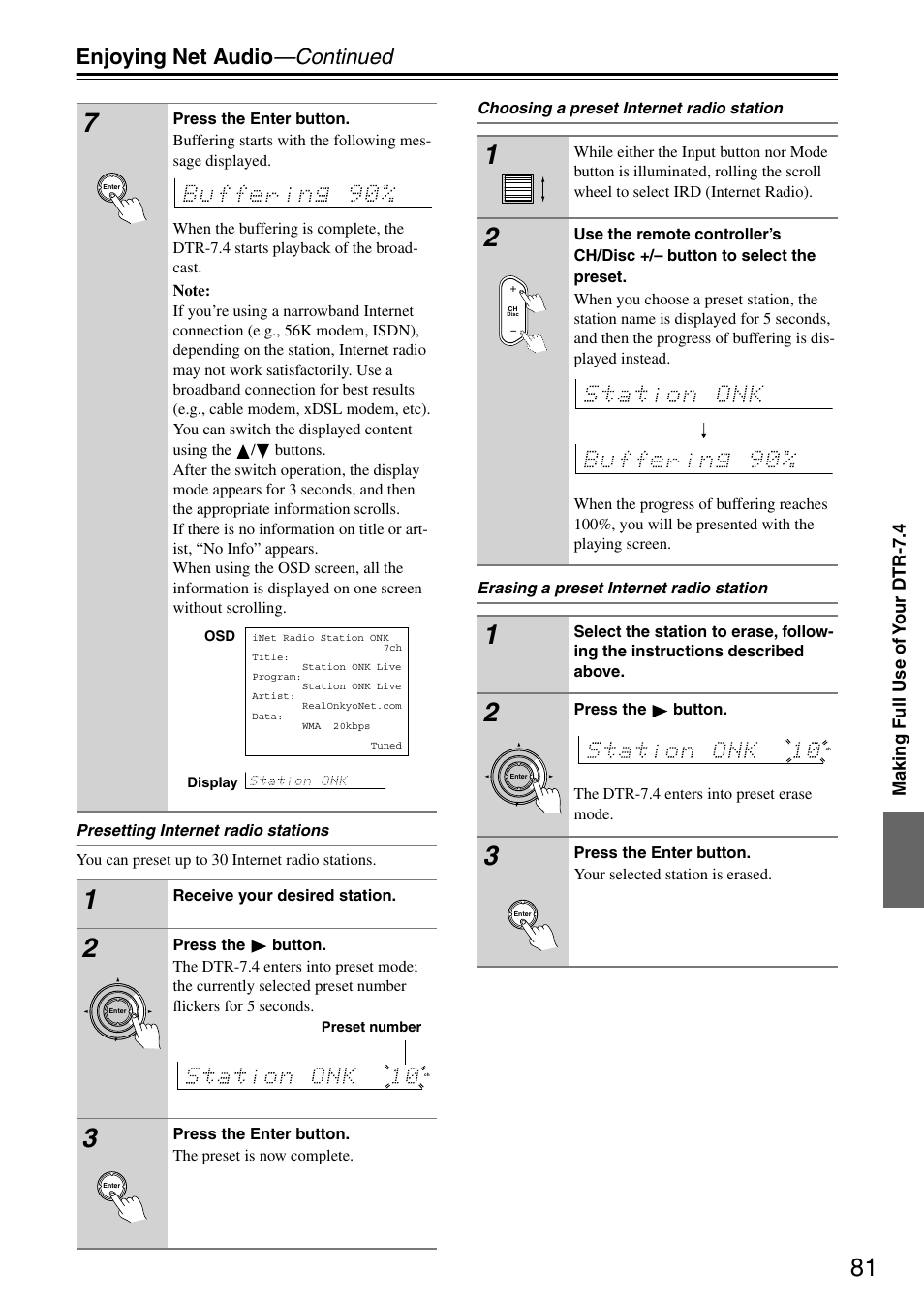 Enjoying net audio —continued | Integra DTR-7.4 User Manual | Page 81 / 104