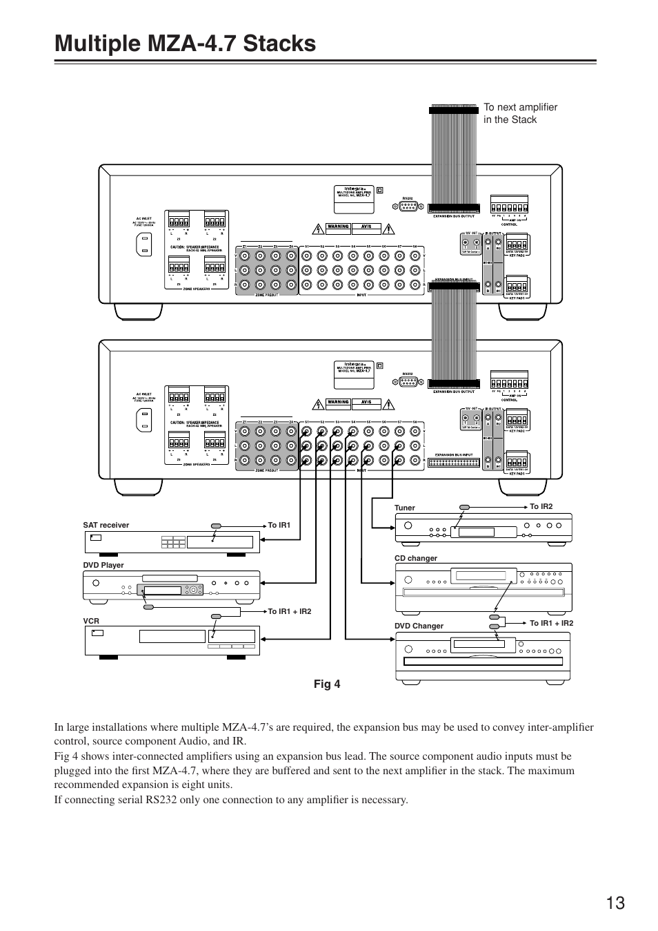 Multiple mza-4.7 stacks | Integra MZA-4.7 User Manual | Page 13 / 28