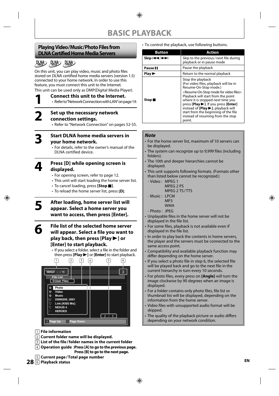Basic playback | Integra E5SF1UD User Manual | Page 28 / 64