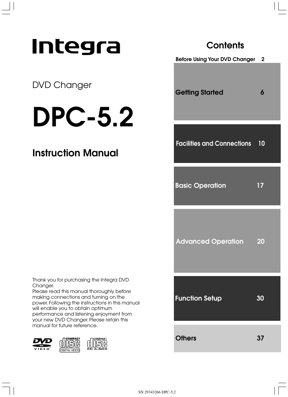 Integra DPC-5.2 User Manual | 40 pages