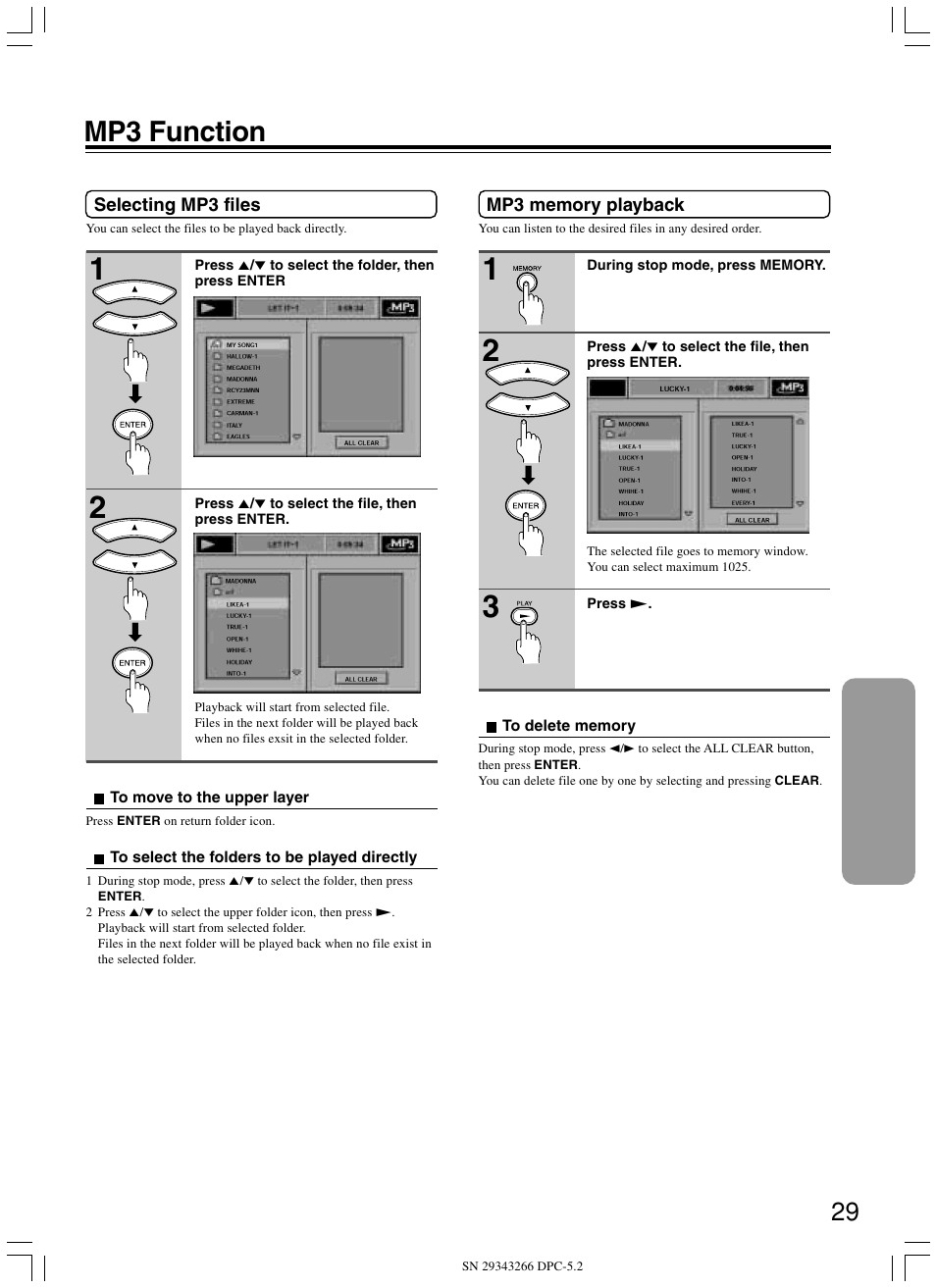 Mp3 function | Integra DPC-5.2 User Manual | Page 29 / 40