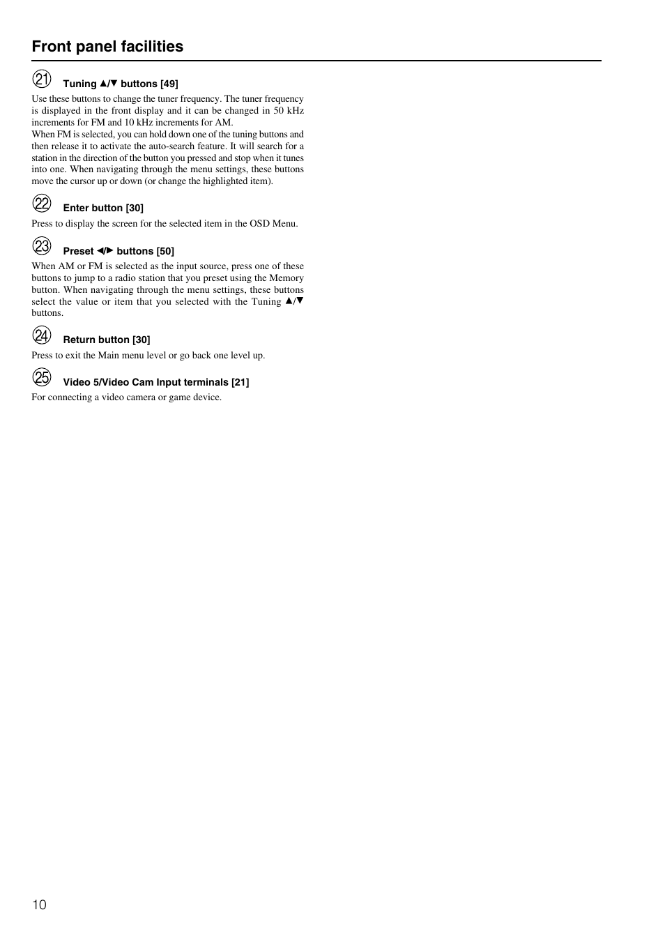 Front panel facilities | Integra DTR-8.2 User Manual | Page 10 / 88