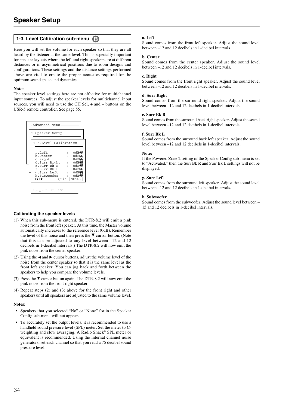 Speaker setup | Integra DTR-8.2 User Manual | Page 34 / 88