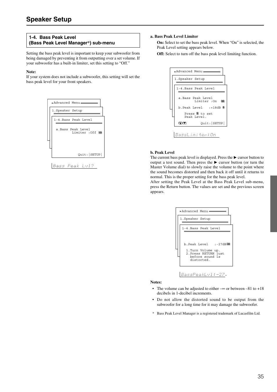 Speaker setup | Integra DTR-8.2 User Manual | Page 35 / 88