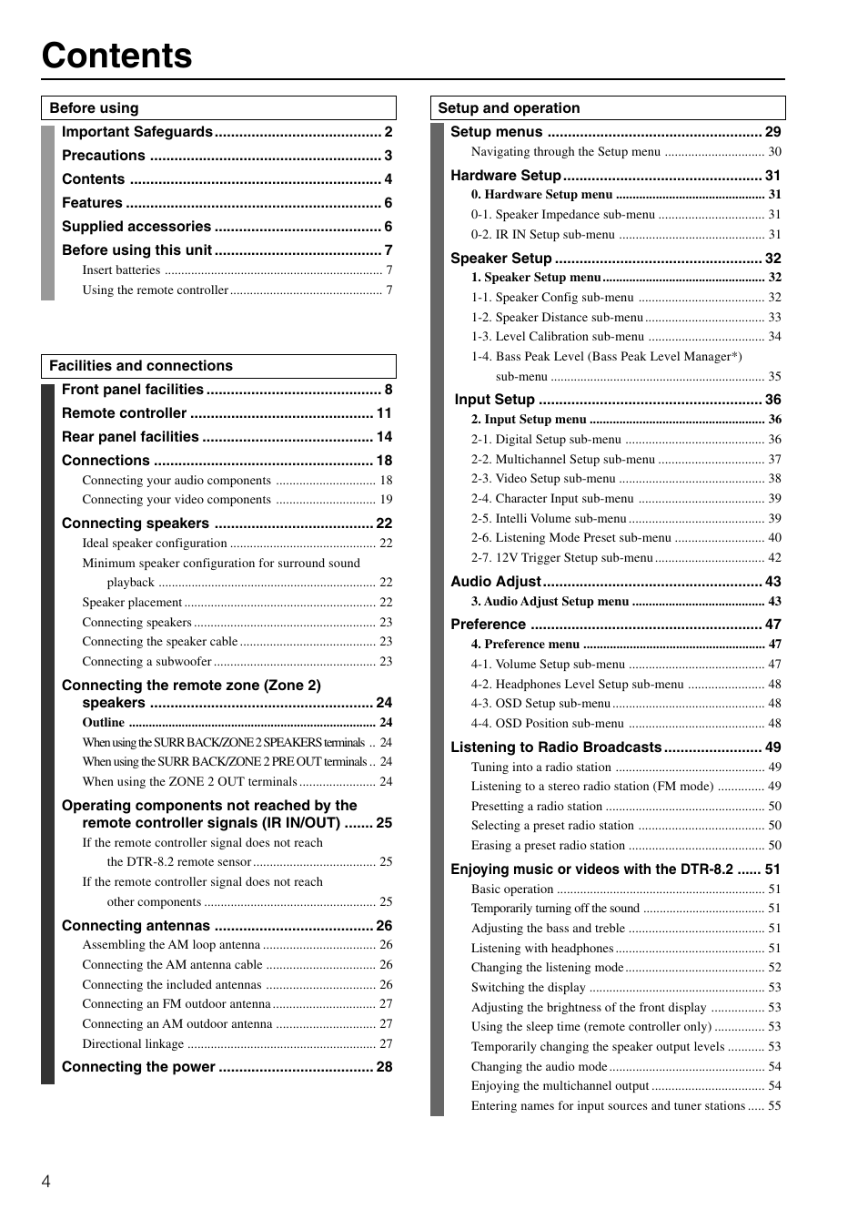 Integra DTR-8.2 User Manual | Page 4 / 88
