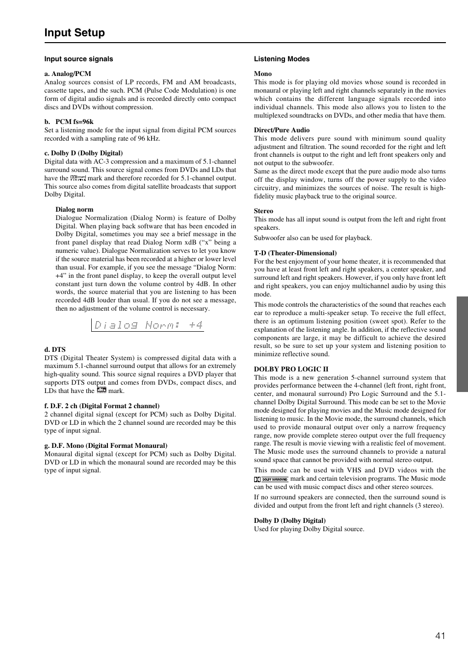Input setup | Integra DTR-8.2 User Manual | Page 41 / 88