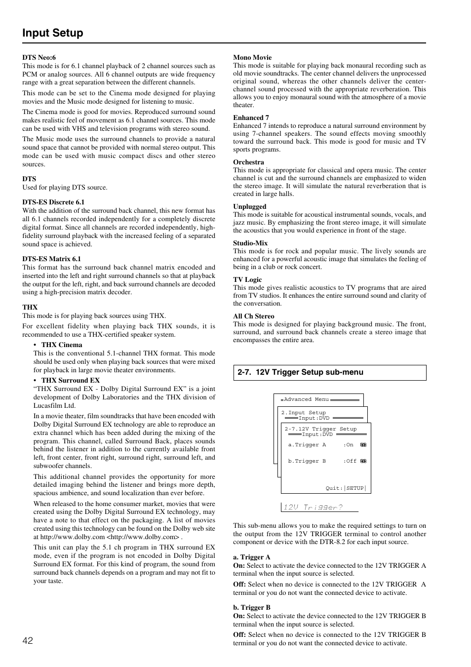 Input setup | Integra DTR-8.2 User Manual | Page 42 / 88