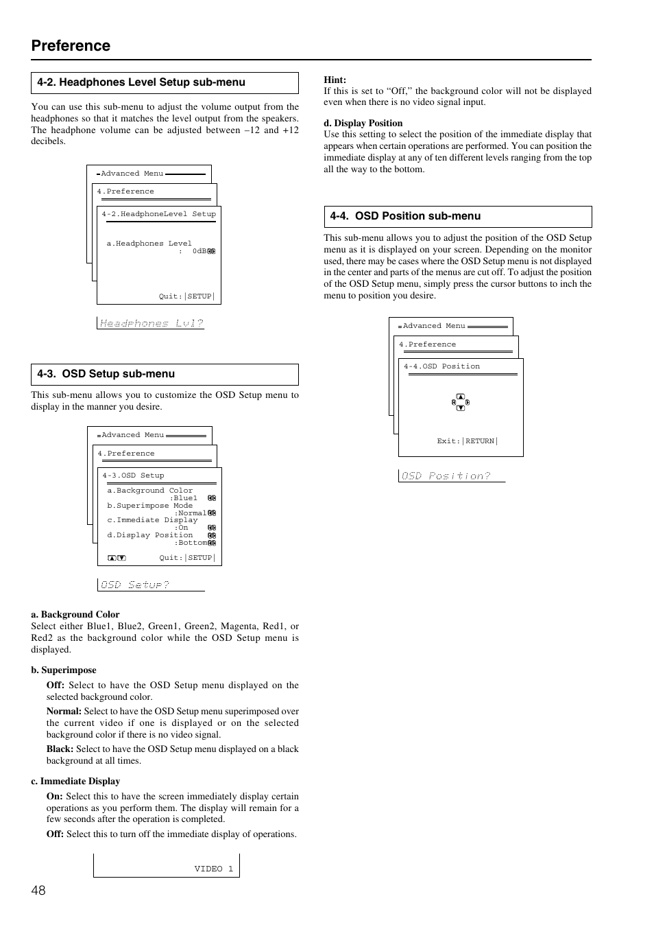 Preference | Integra DTR-8.2 User Manual | Page 48 / 88