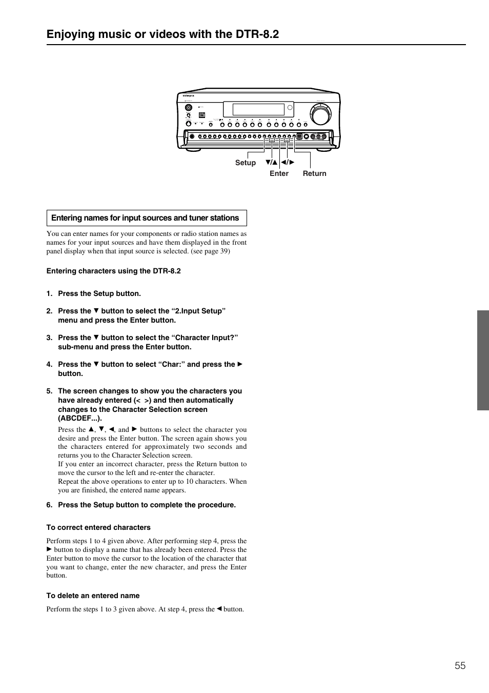 Enjoying music or videos with the dtr-8.2 | Integra DTR-8.2 User Manual | Page 55 / 88