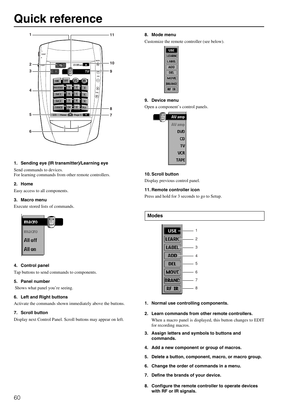 Quick reference | Integra DTR-8.2 User Manual | Page 60 / 88