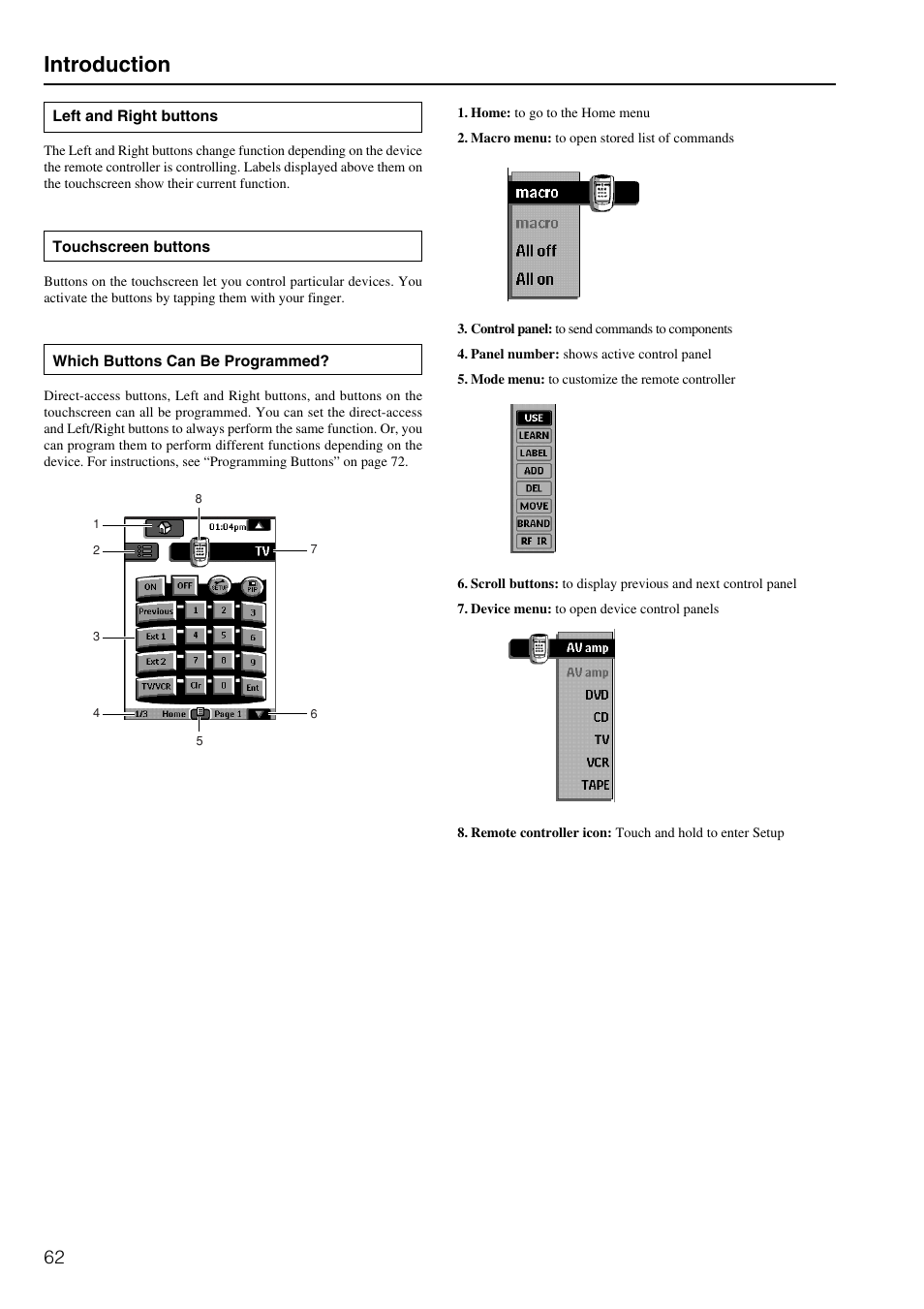 Introduction | Integra DTR-8.2 User Manual | Page 62 / 88
