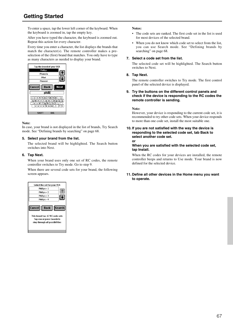 Getting started | Integra DTR-8.2 User Manual | Page 67 / 88