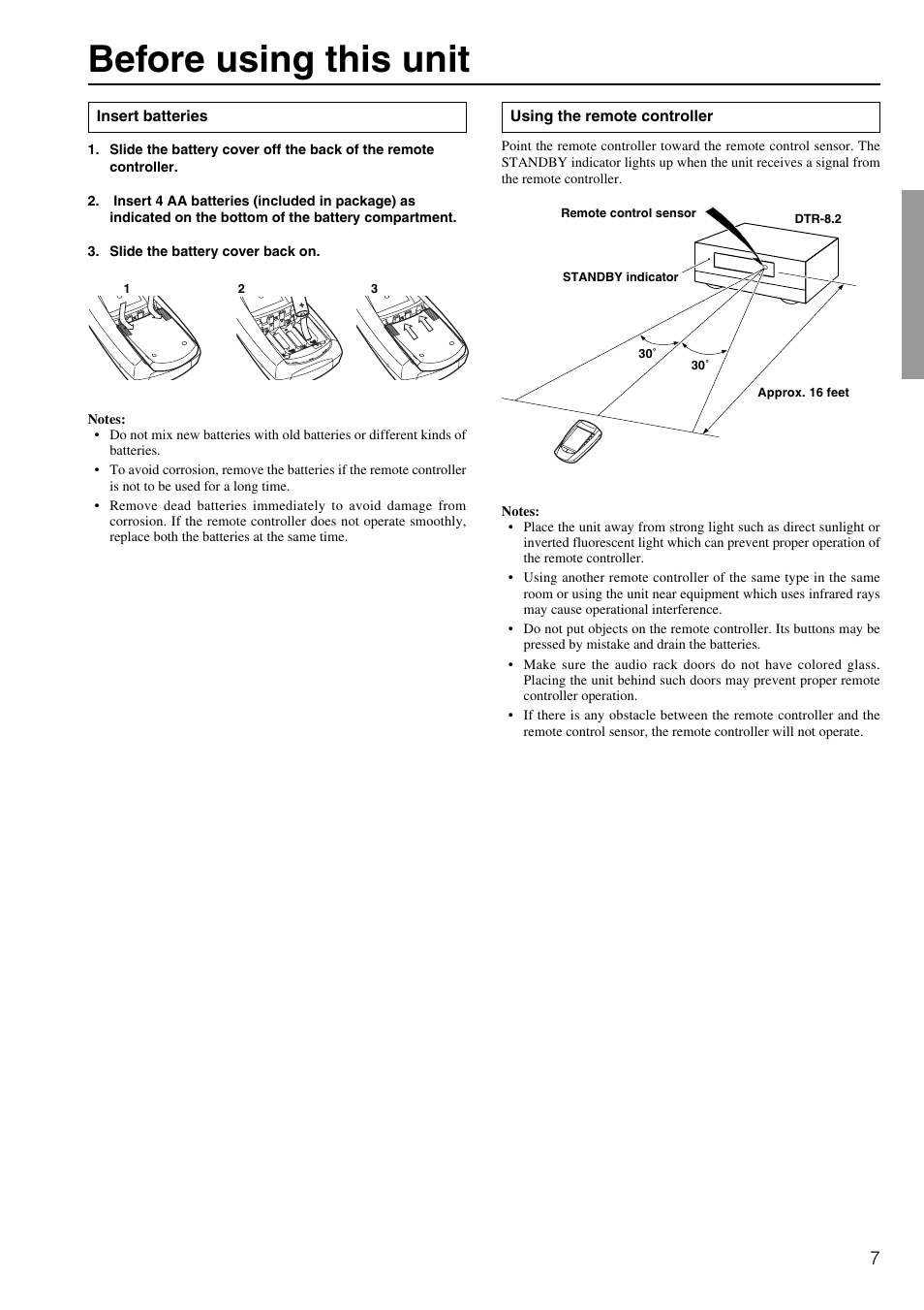 Before using this unit | Integra DTR-8.2 User Manual | Page 7 / 88