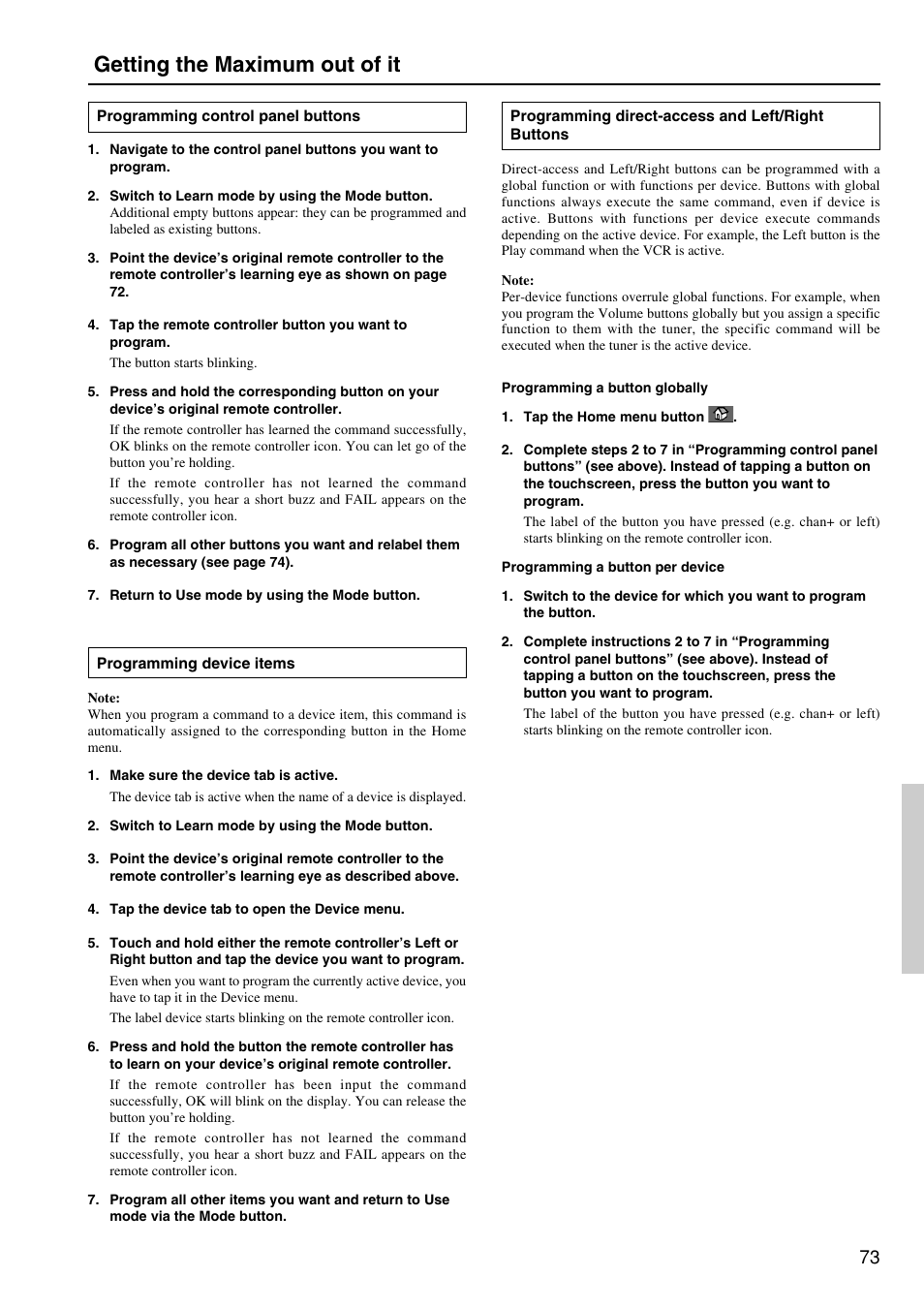 Getting the maximum out of it | Integra DTR-8.2 User Manual | Page 73 / 88