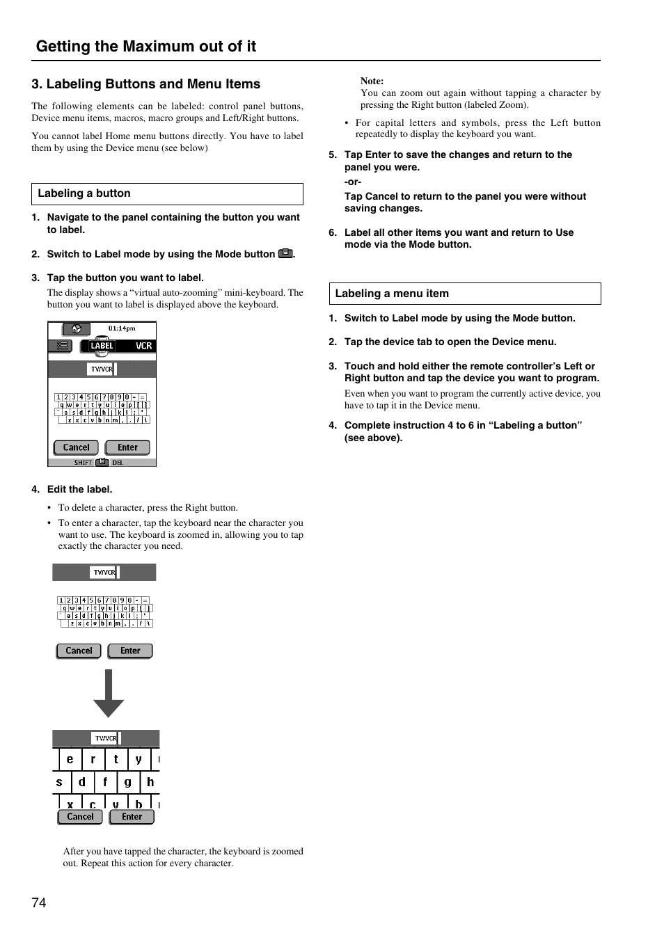 Getting the maximum out of it, 74 3. labeling buttons and menu items | Integra DTR-8.2 User Manual | Page 74 / 88