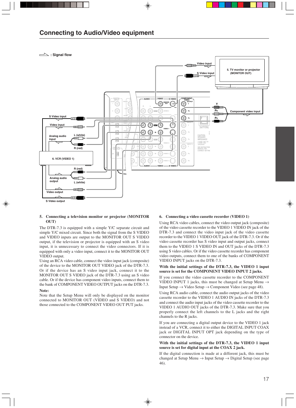 Connecting to audio/video equipment, Signal flow | Integra DTR-7.3 User Manual | Page 17 / 84