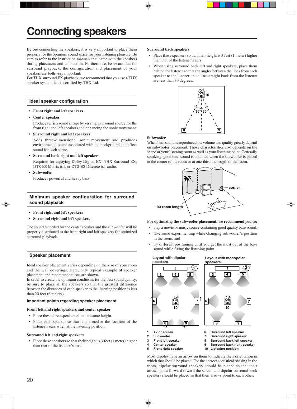 Connecting speakers | Integra DTR-7.3 User Manual | Page 20 / 84