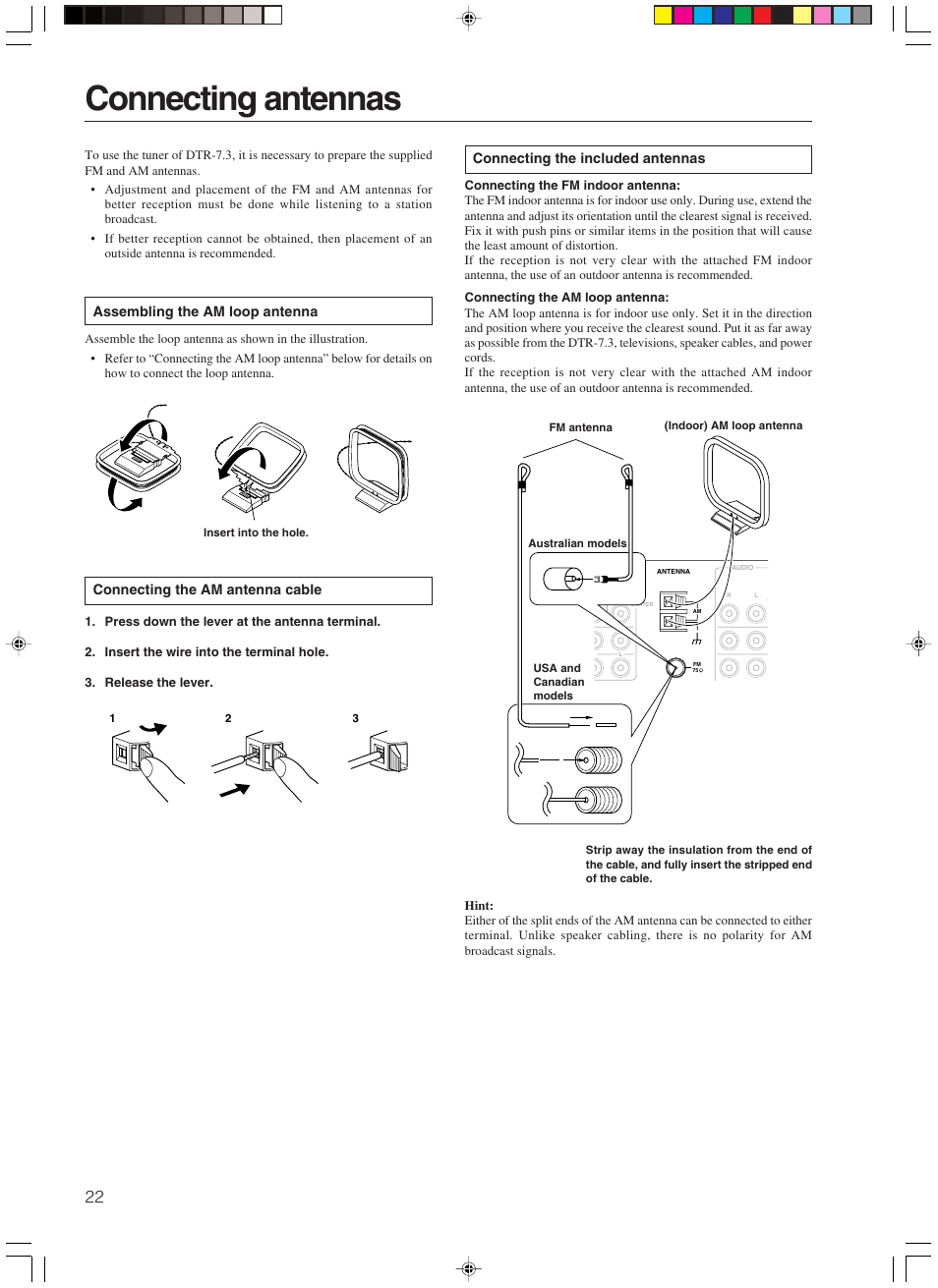 Connecting antennas | Integra DTR-7.3 User Manual | Page 22 / 84
