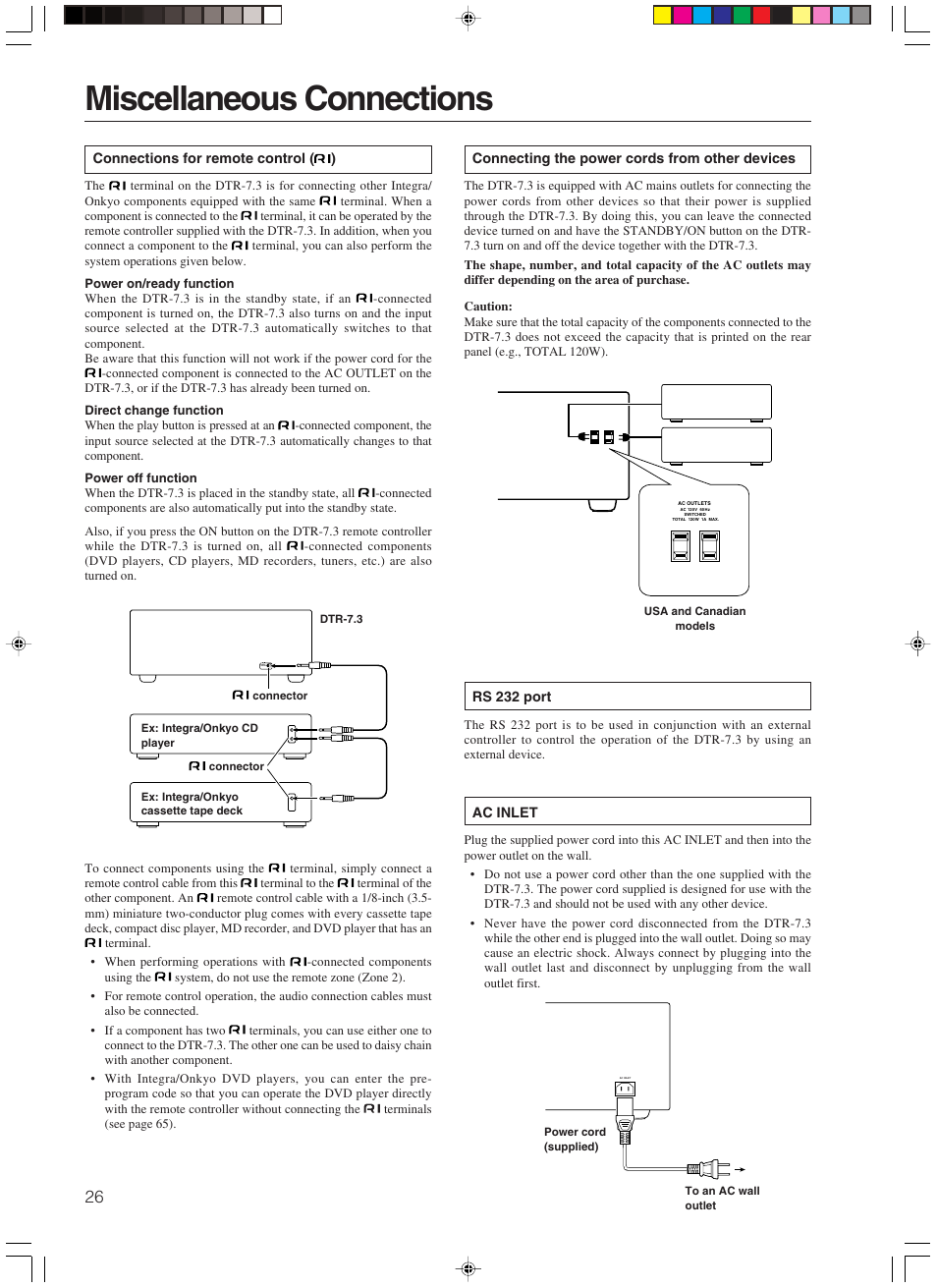 Miscellaneous connections | Integra DTR-7.3 User Manual | Page 26 / 84