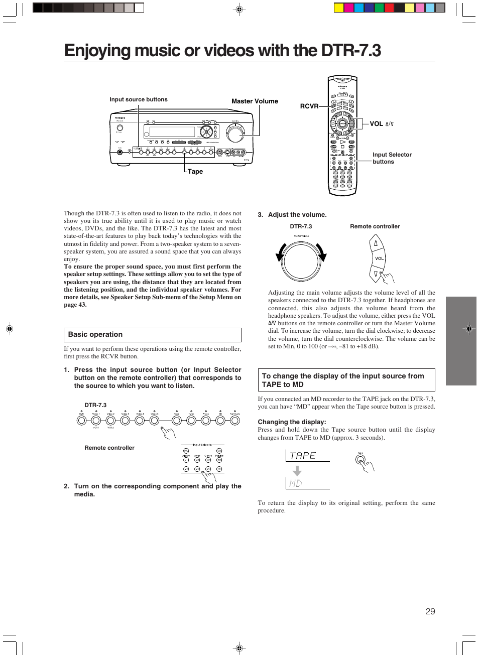 Enjoying music or videos with the dtr-7.3 | Integra DTR-7.3 User Manual | Page 29 / 84