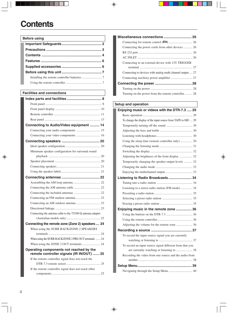 Integra DTR-7.3 User Manual | Page 4 / 84
