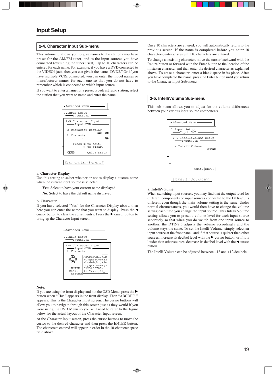 Input setup | Integra DTR-7.3 User Manual | Page 49 / 84