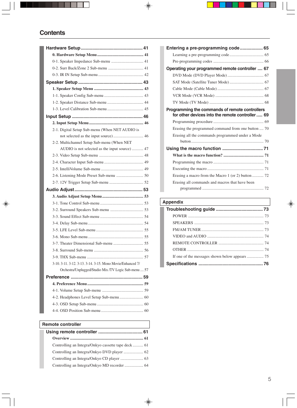 Integra DTR-7.3 User Manual | Page 5 / 84