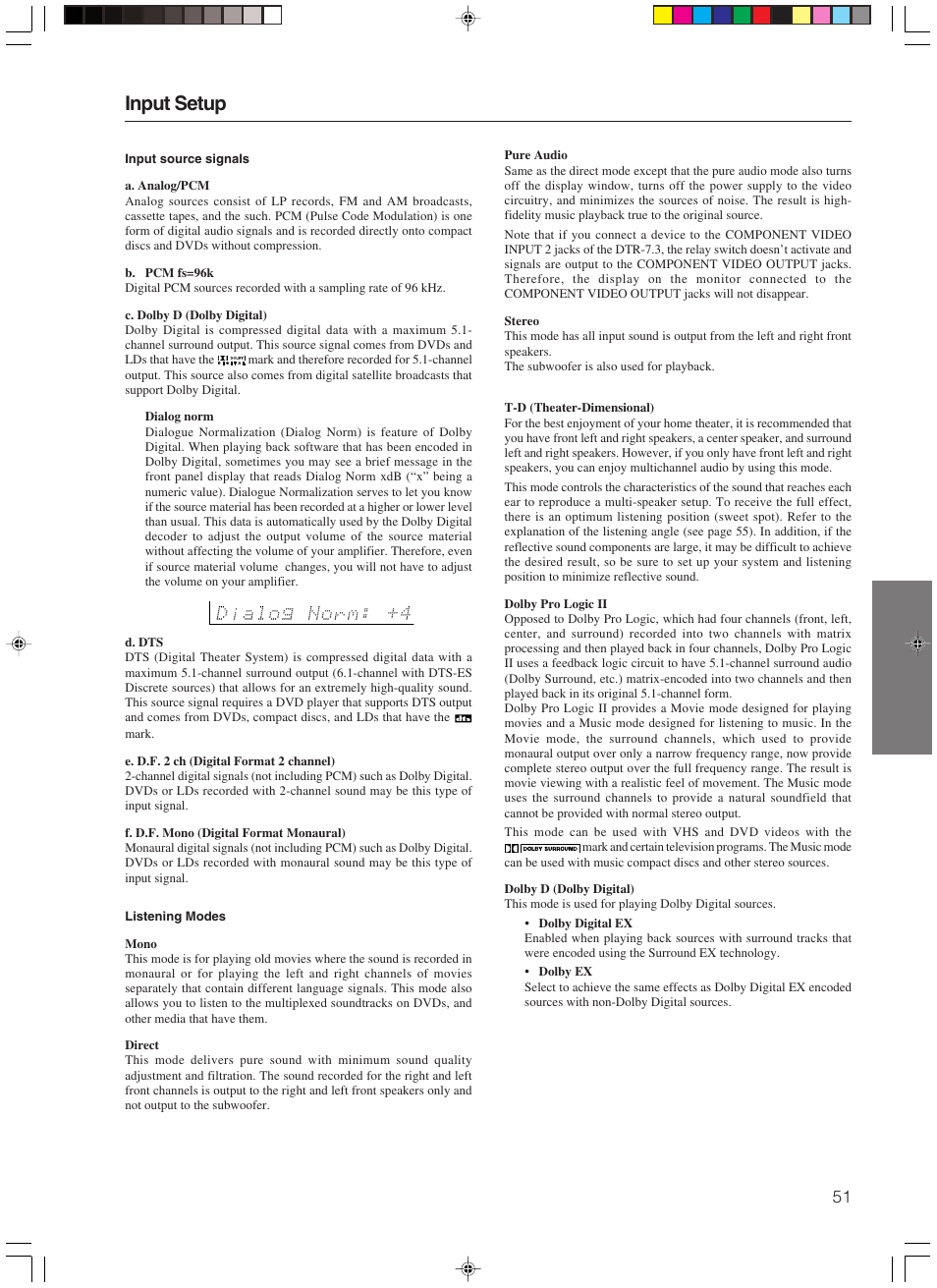 Input setup | Integra DTR-7.3 User Manual | Page 51 / 84