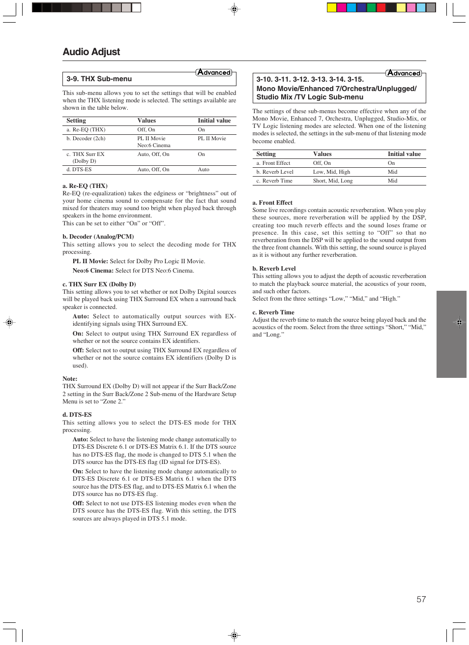 Audio adjust | Integra DTR-7.3 User Manual | Page 57 / 84