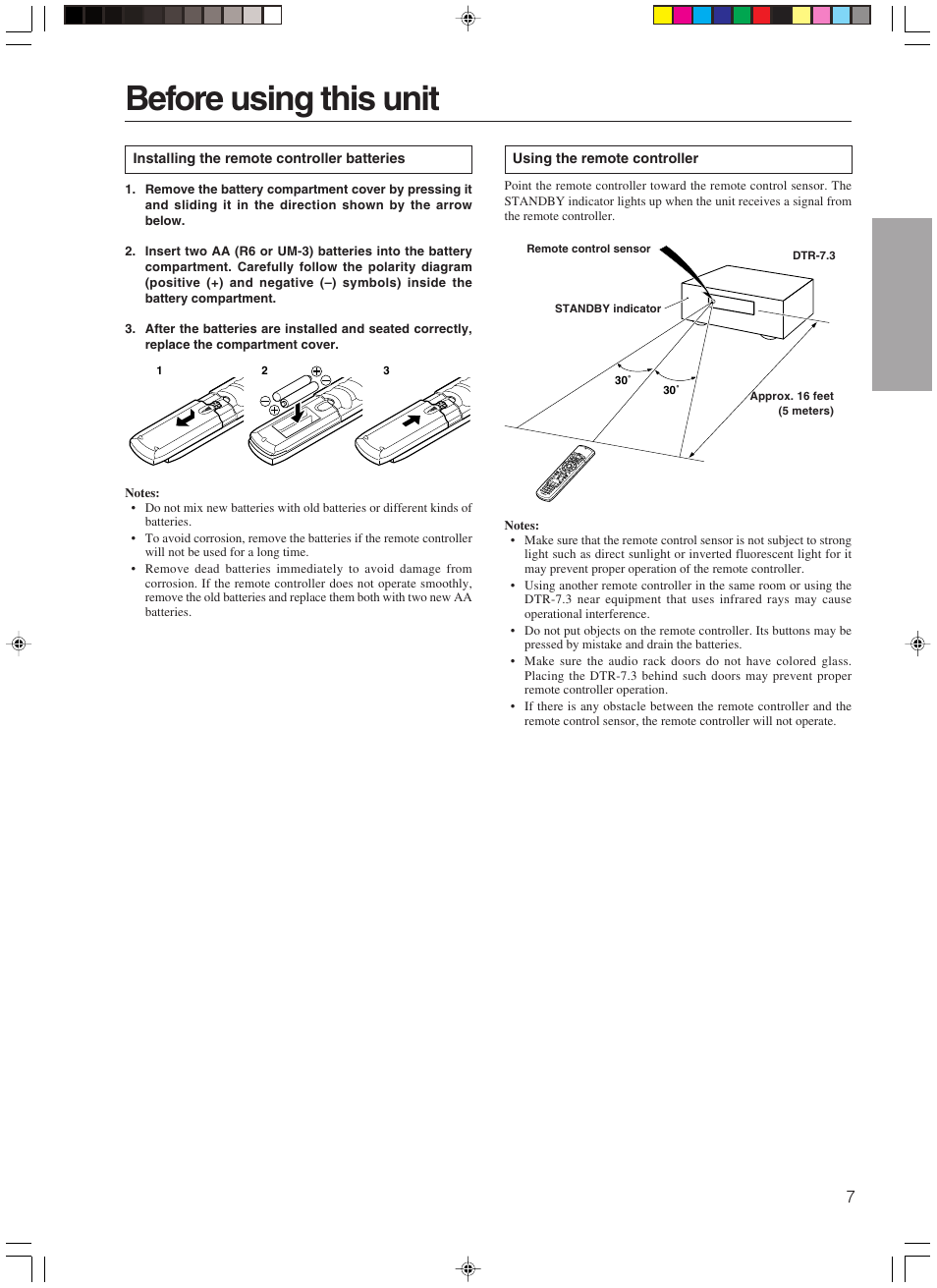 Before using this unit | Integra DTR-7.3 User Manual | Page 7 / 84
