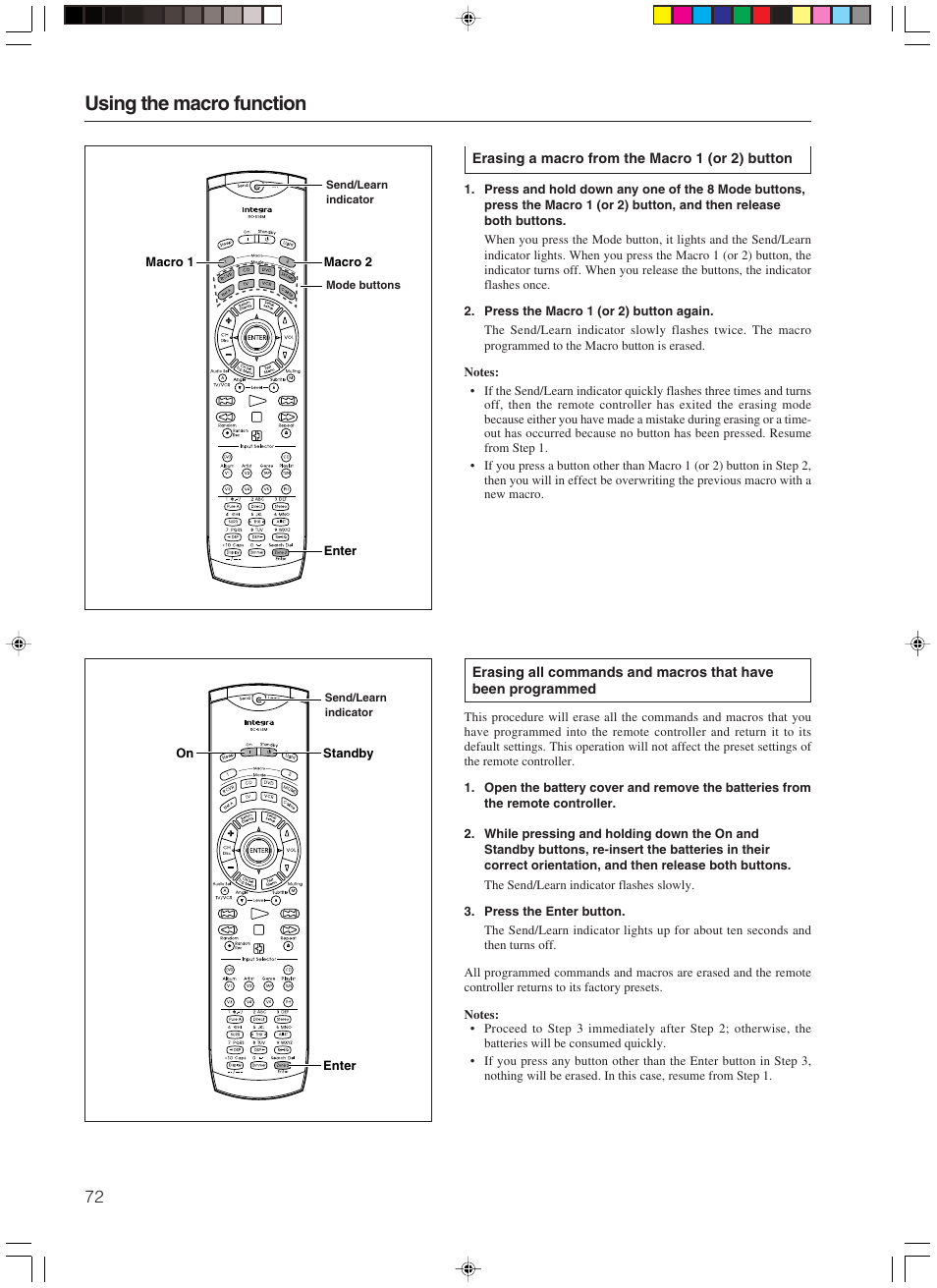 Using the macro function | Integra DTR-7.3 User Manual | Page 72 / 84