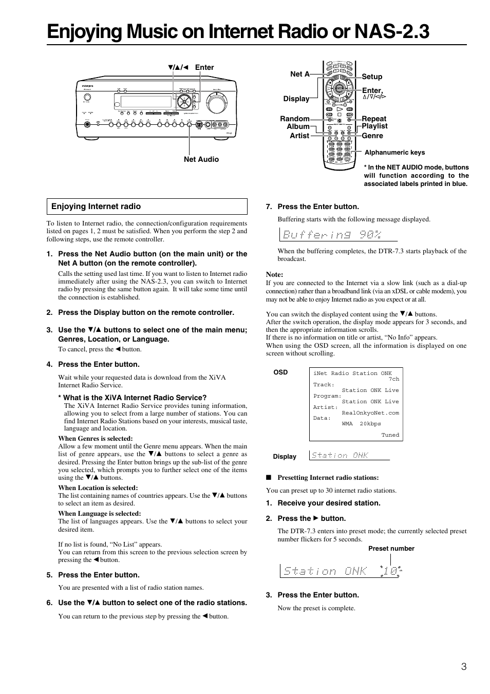 Enjoying music on internet radio or nas-2.3 | Integra DTR-7.3 User Manual | Page 79 / 84