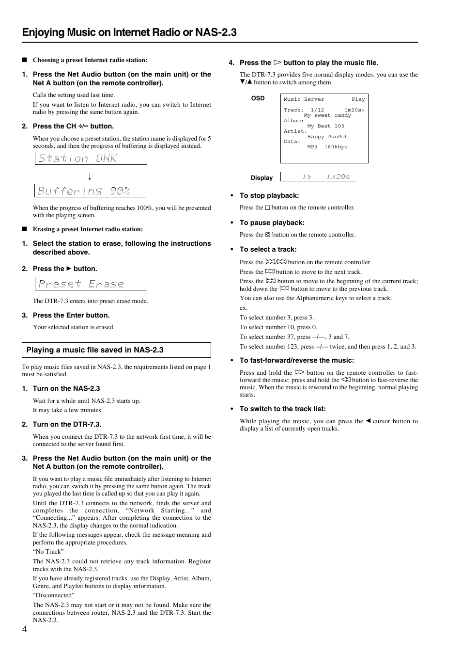 Enjoying music on internet radio or nas-2.3 | Integra DTR-7.3 User Manual | Page 80 / 84