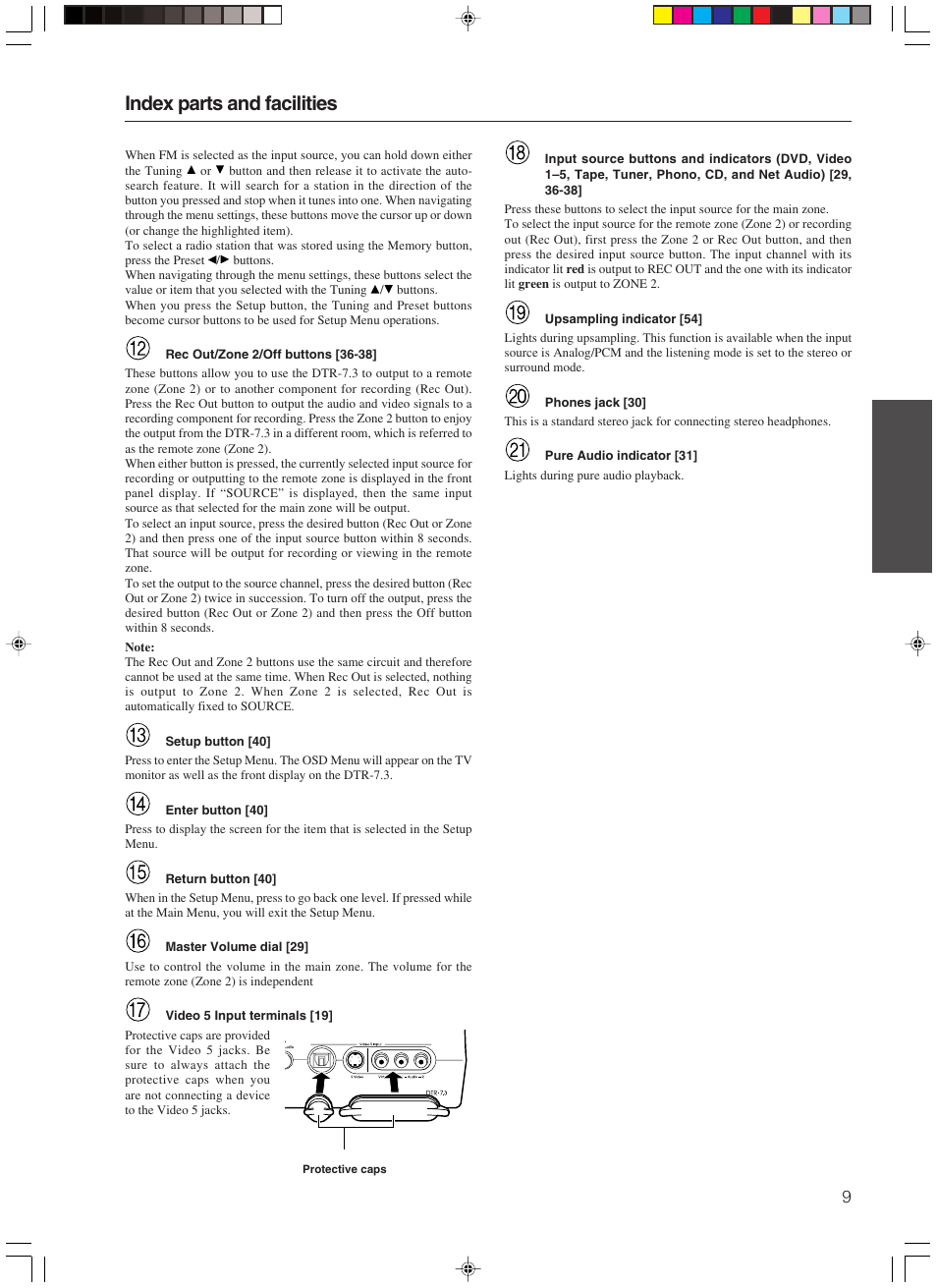 Index parts and facilities | Integra DTR-7.3 User Manual | Page 9 / 84