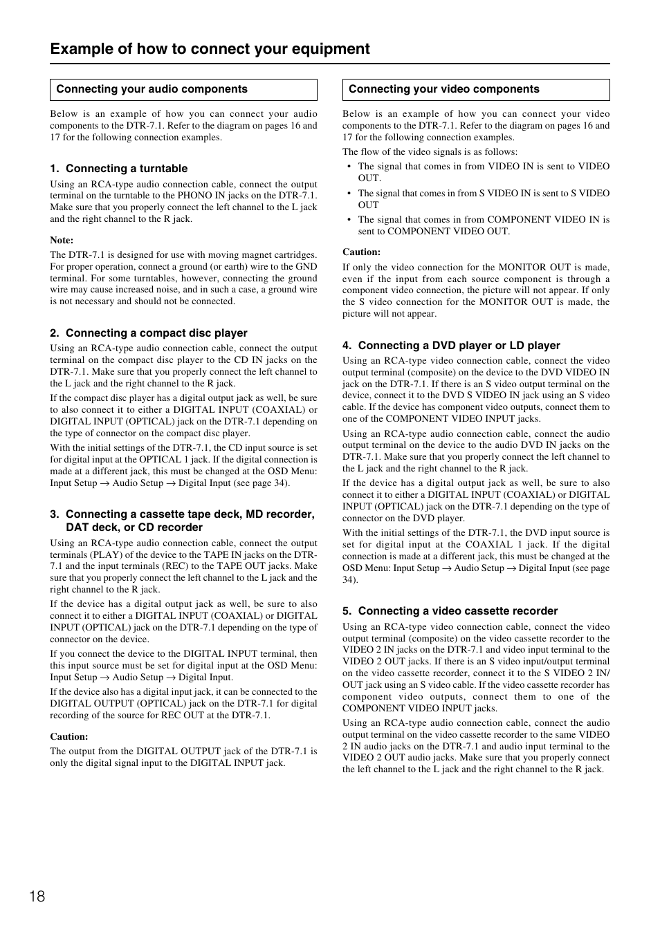 18 example of how to connect your equipment | Integra DTR-7.1 User Manual | Page 18 / 72