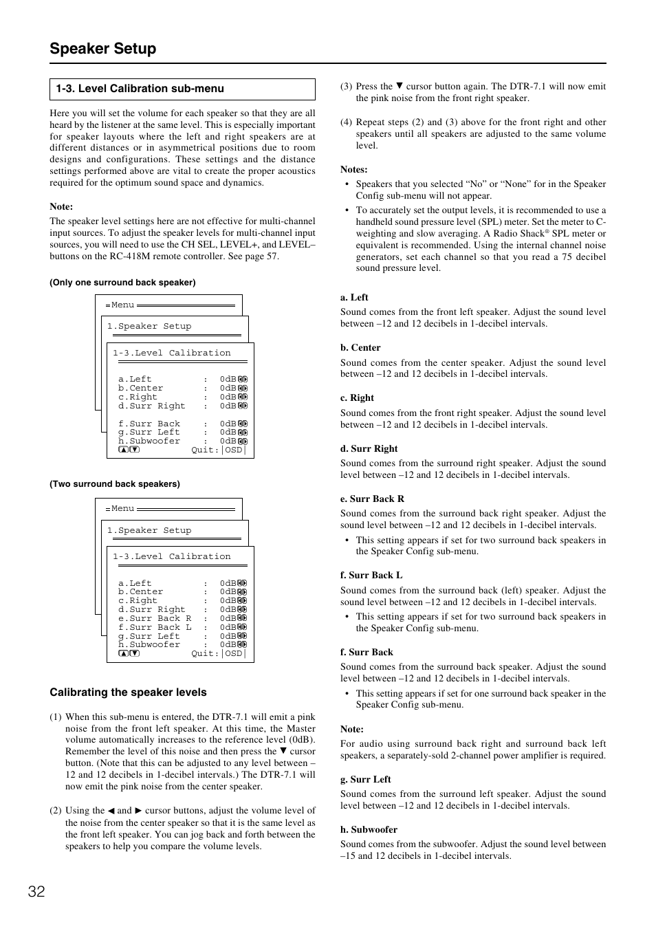 32 speaker setup | Integra DTR-7.1 User Manual | Page 32 / 72