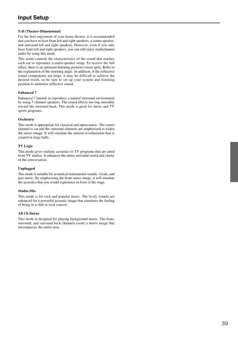 39 input setup | Integra DTR-7.1 User Manual | Page 39 / 72