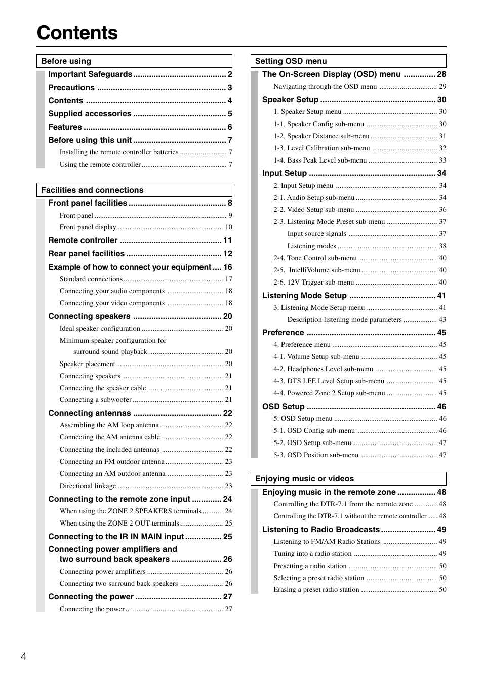 Integra DTR-7.1 User Manual | Page 4 / 72