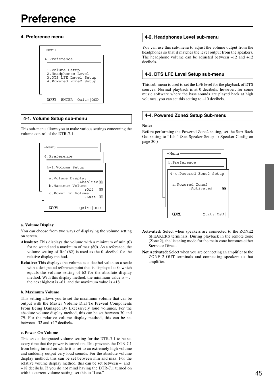 Preference | Integra DTR-7.1 User Manual | Page 45 / 72
