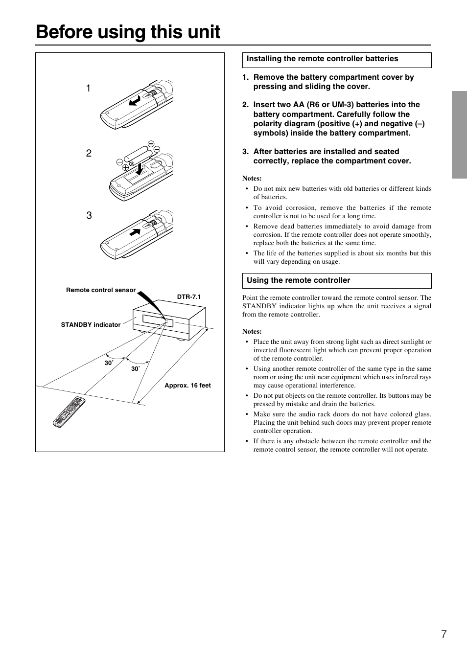 Before using this unit | Integra DTR-7.1 User Manual | Page 7 / 72