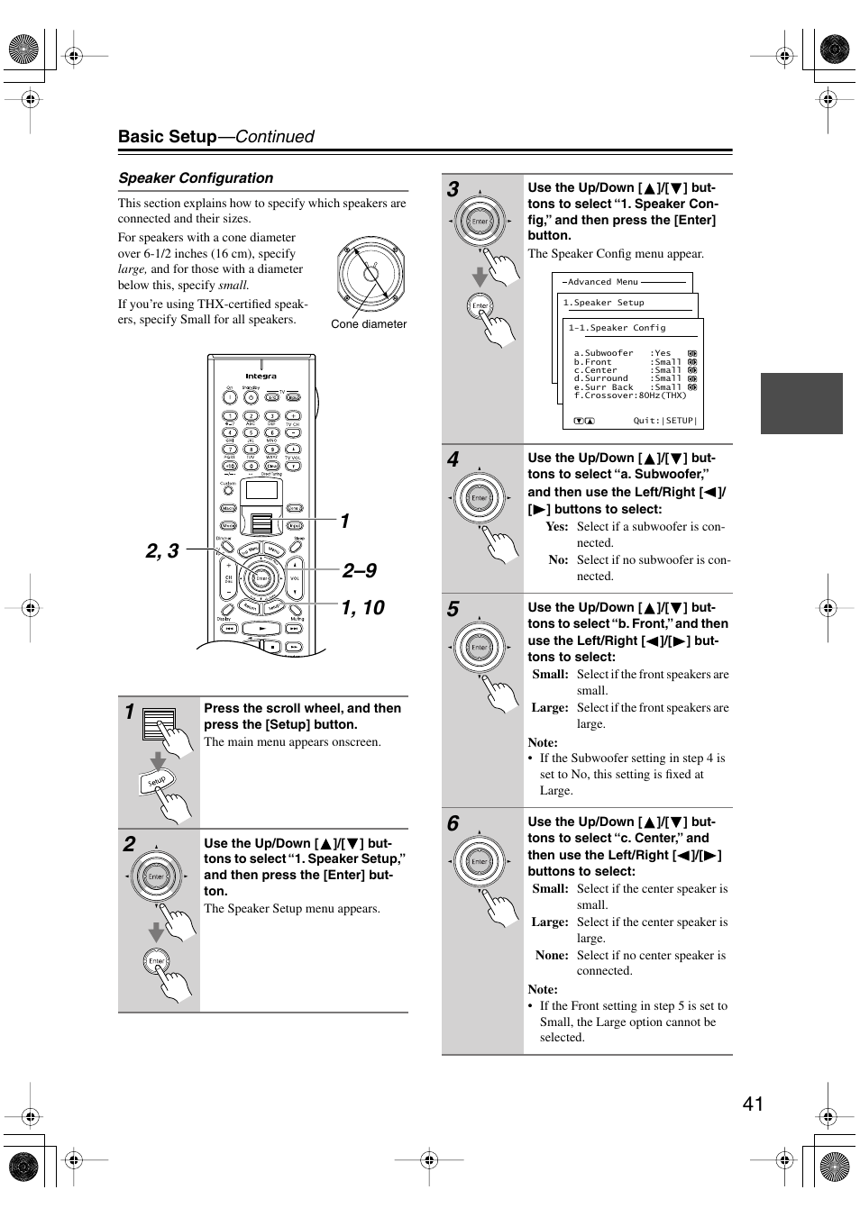 Basic setup —continued | Integra DTR-8.4 User Manual | Page 41 / 109