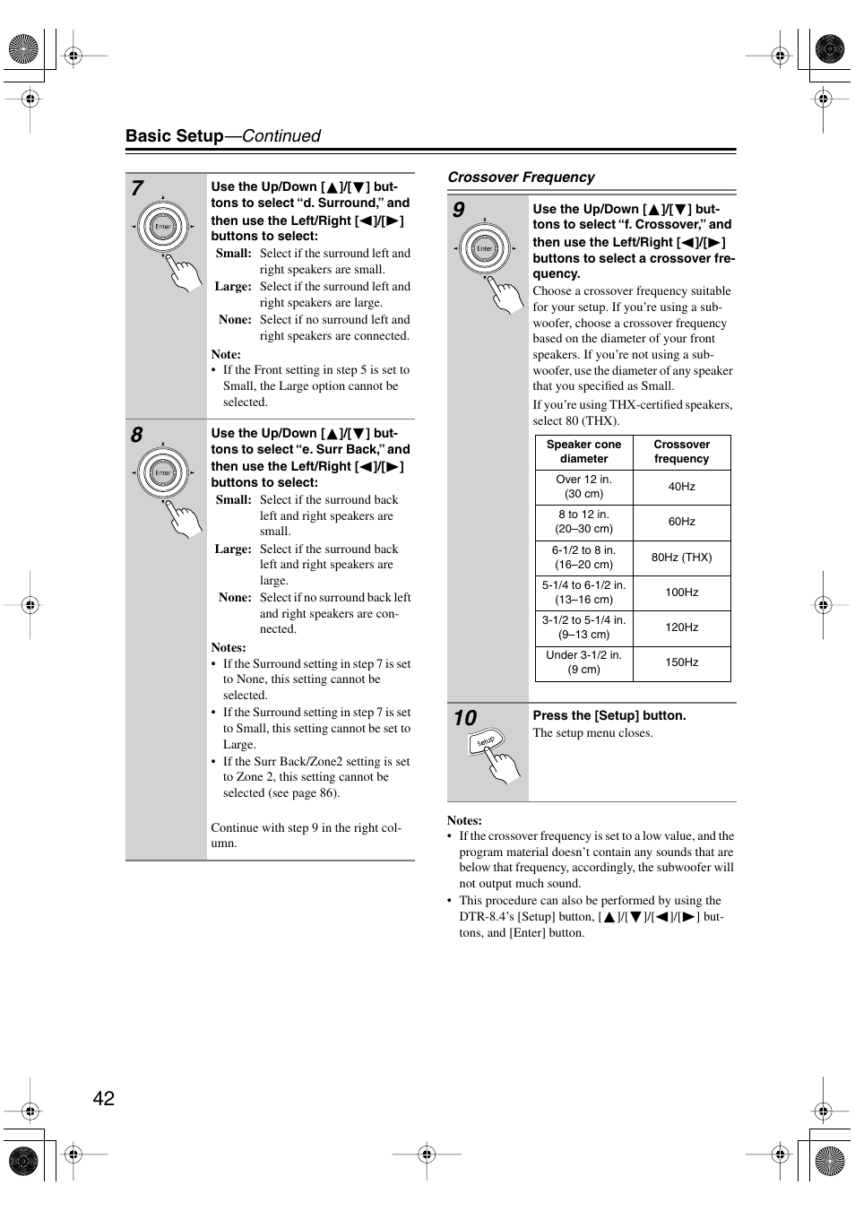 Basic setup —continued | Integra DTR-8.4 User Manual | Page 42 / 109