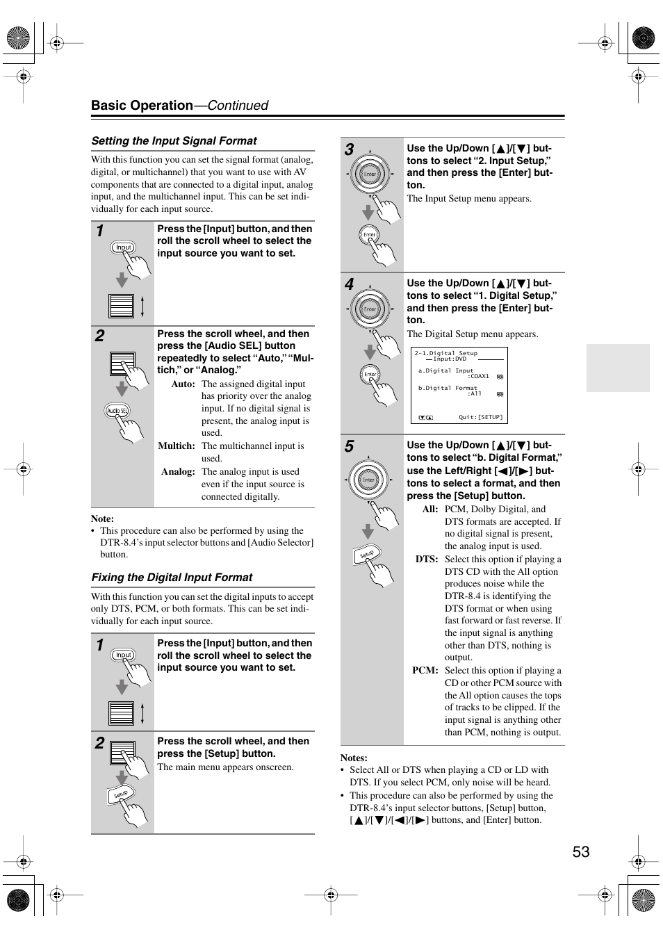 Basic operation —continued | Integra DTR-8.4 User Manual | Page 53 / 109