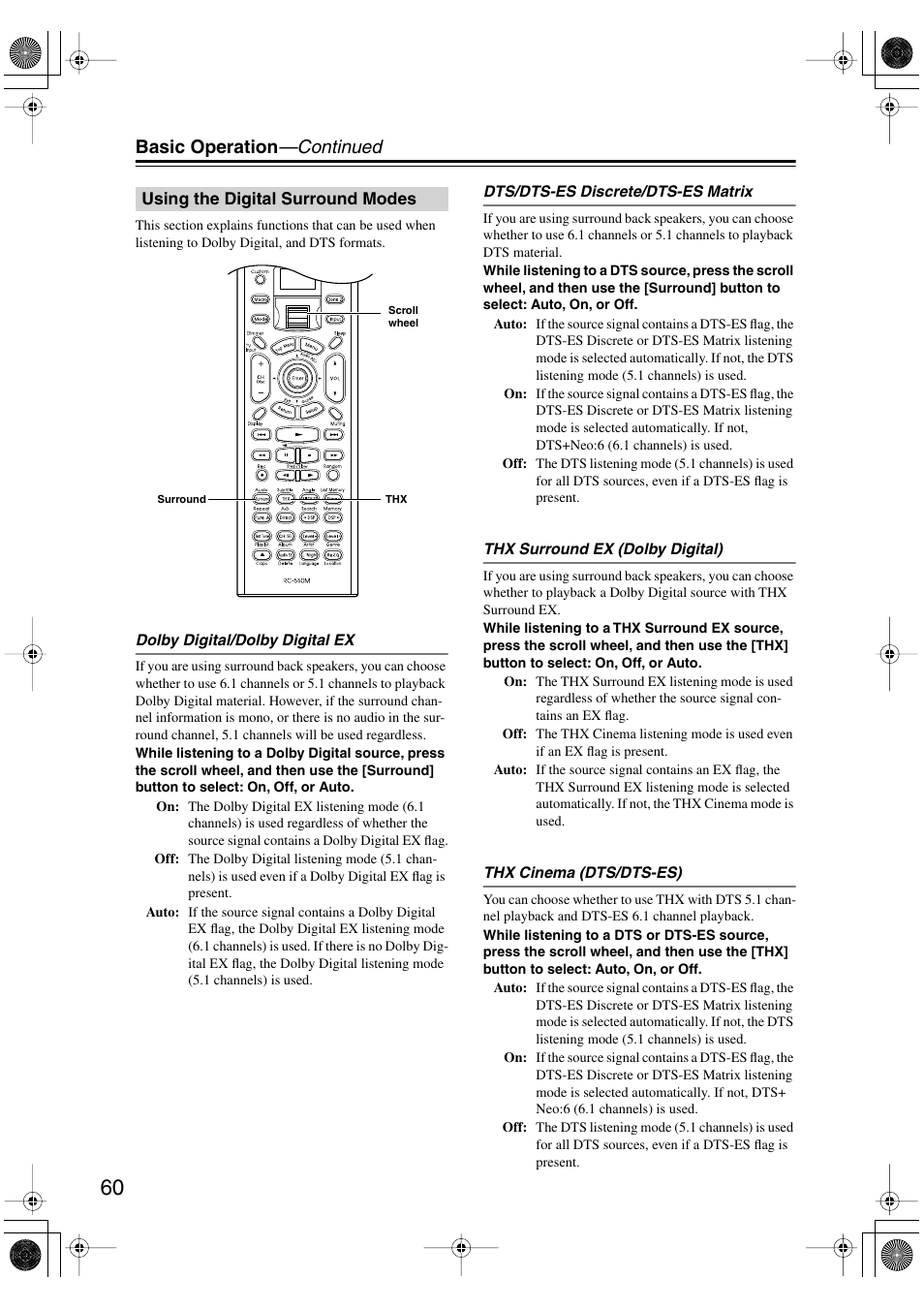 Basic operation —continued | Integra DTR-8.4 User Manual | Page 60 / 109